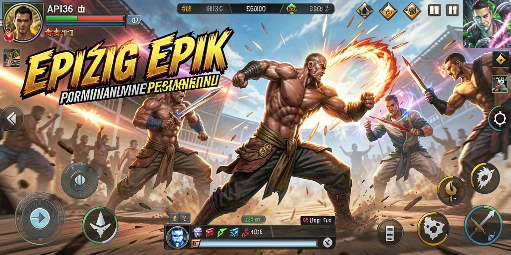Tangkapan layar menunjukkan aksi intens dalam permainan API36 dengan karakter yang sedang bertarung.