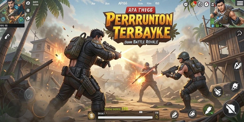 Tangkapan layar menunjukkan aksi intens dalam gameplay Battle Royale.