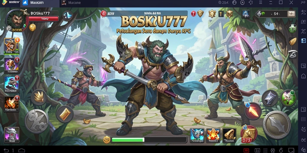 Tampilan gameplay epik dari BOSKU777 dalam dunia RPG yang menarik.