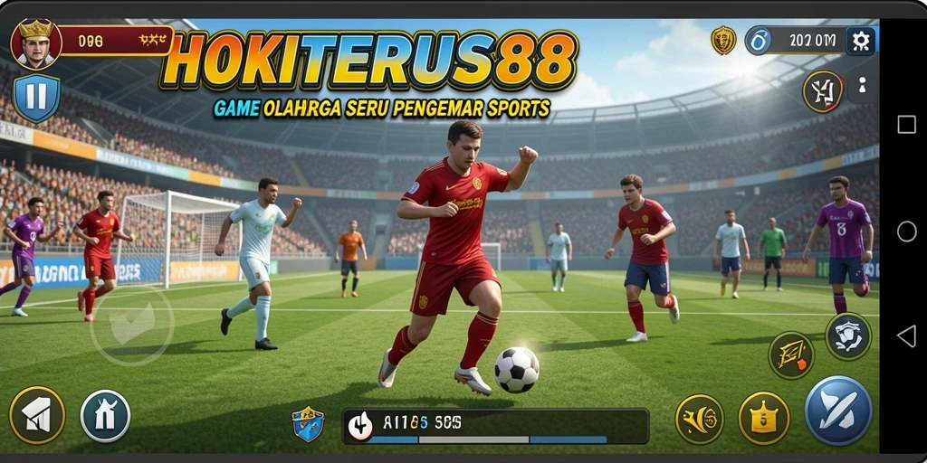 Screenshot gameplay HOKITERUS88 menunjukkan aksi seru di lapangan.