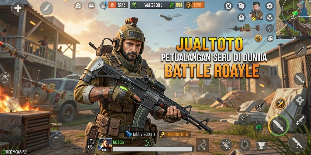 Tampilan aksi intens di dalam arena Battle Royale JUALTOTO.