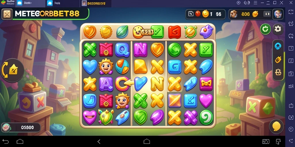 Screenshot gameplay seru dari METEORBET88 menunjukkan keseruan mencocokkan item.