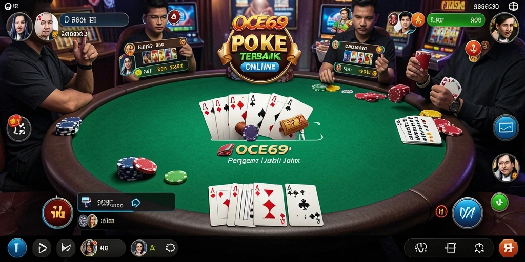 Screenshot OCE69 memperlihatkan gameplay intens dalam suasana poker yang seru.