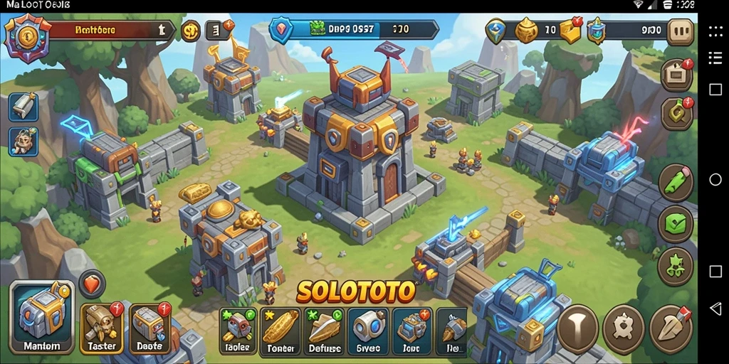 Tangkapan layar gameplay menampilkan pertahanan menara yang strategis.
