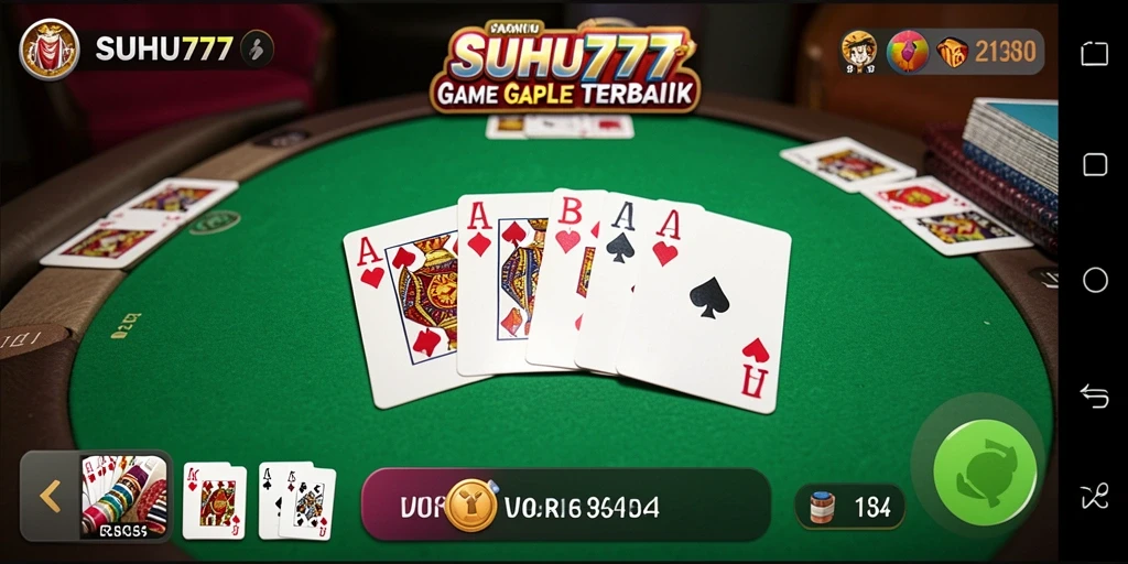 Tampilan menarik dari gameplay Gaple SUHU777 yang mendebarkan.