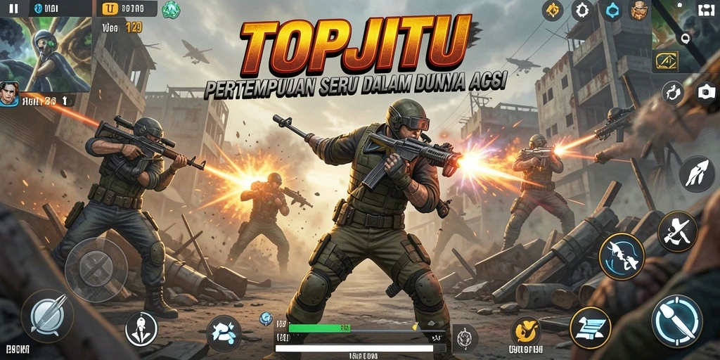 Tangkapan layar dari gameplay seru di TOPJITU yang penuh aksi.