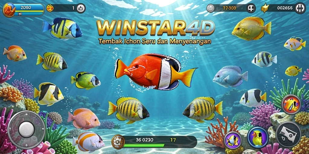 Tangkapan layar gameplay menembak ikan yang menarik.